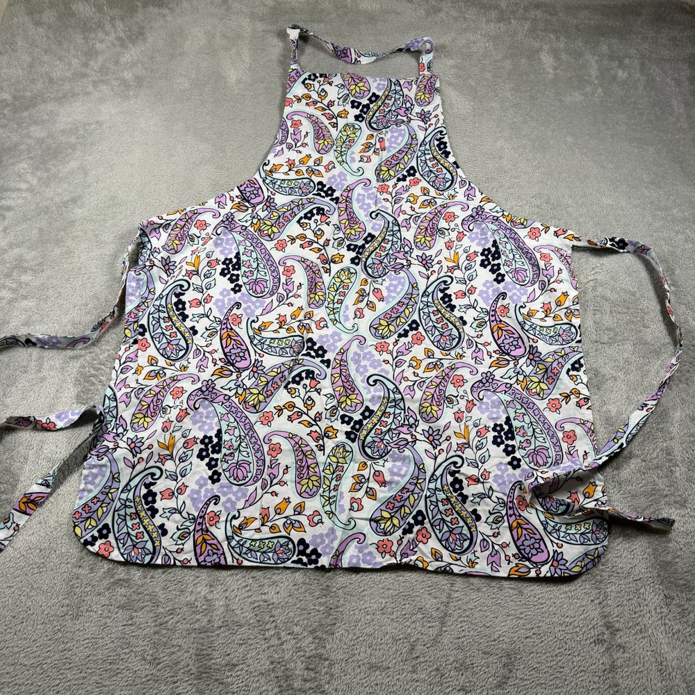 Vera Bradley Apron Women OS Purple Paisley Floral Cotton Adjustable Neck Tie‎